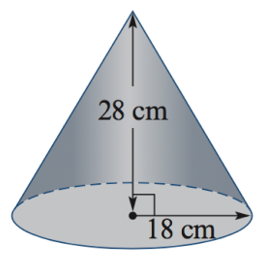 volume of a cone example question